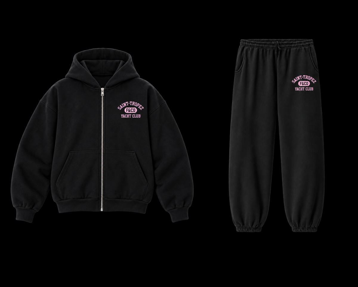 Saint-Tropez Sweatsuit (Black/Pink)